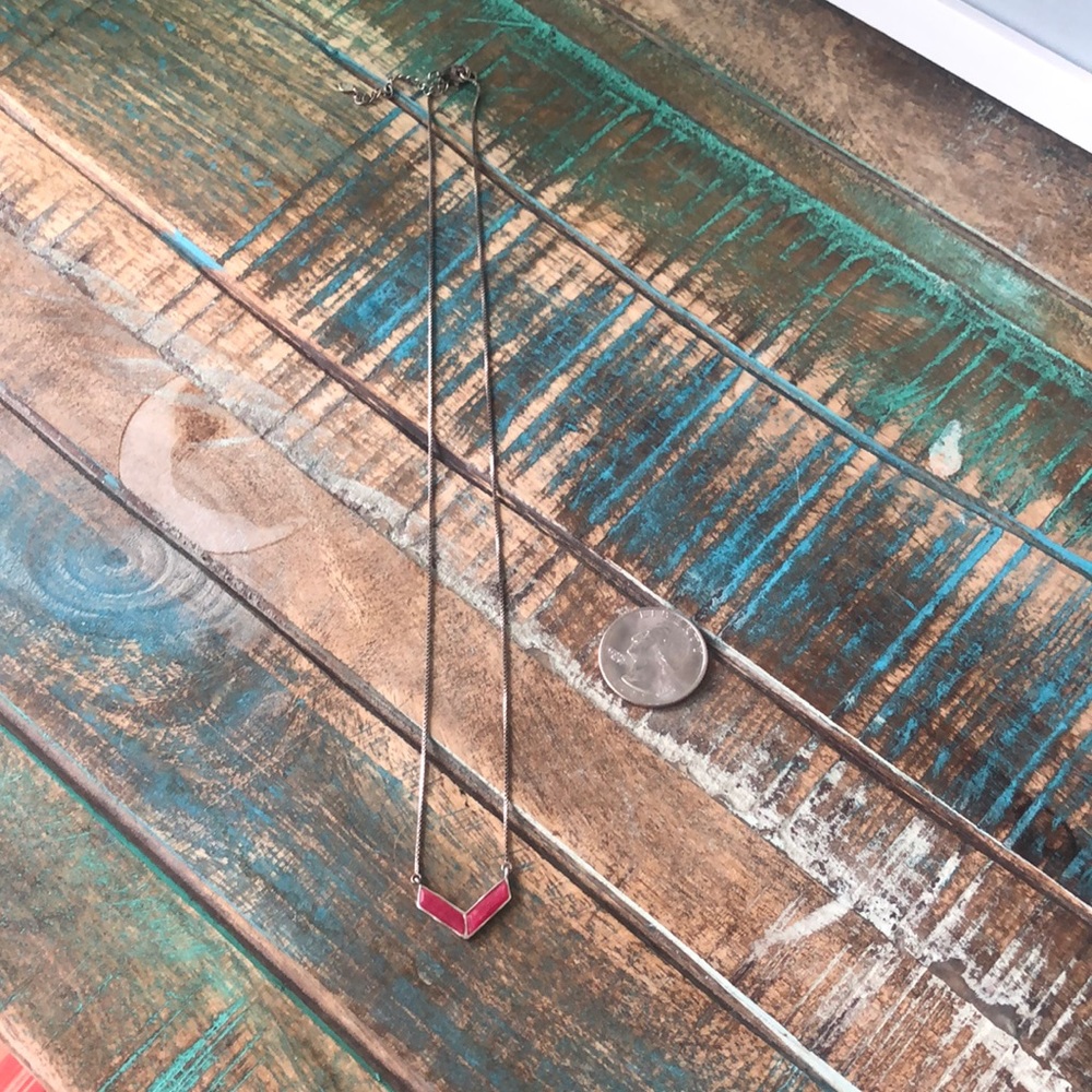 Dark pink chevron necklace